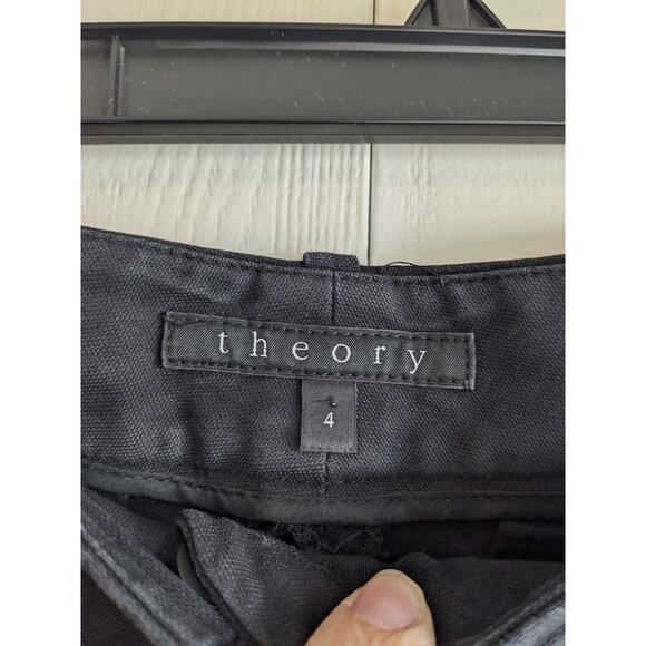 Theory Women's Black Mid Rise Belt Loop Causal Cotton Dress Pant Size 4 - Picture 3 of 5